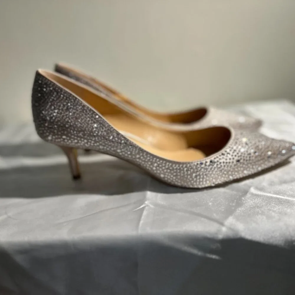 Jewel by Badgley Mischka Crystal Pointed Toe Heels - Picture 3 of 10